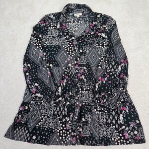 Women's Style & Co Floral Paisley Print Long Sleeve Tiered Mini Dress/Tunic Sz L